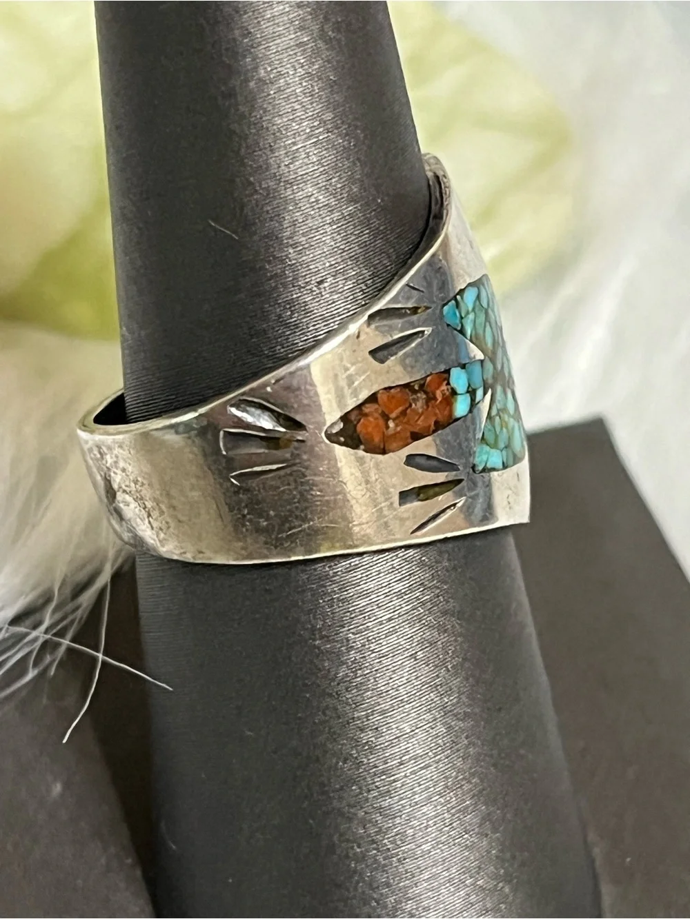 Navajo Style Thunderbird Spoon Ring
